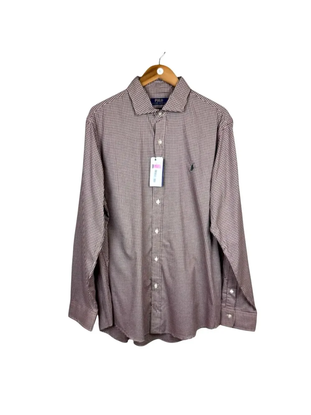 Polo Ralph Lauren NWT Classic Fit Maroon & Brown Checkered Long Sleeve Shirt